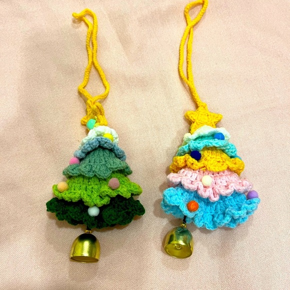 2 pcs Colorful Crochet Christmas Tree Ornaments 📦 2 for 35 📦 - Picture 1 of 7
